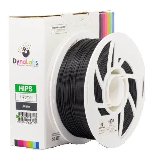 Filamento HIPS - Preto - Dynalabs - 1.75mm - 1kg
