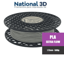 Filamento PLA Extra Flow - Cinza Claro - National 3D - 1.75mm - 500g