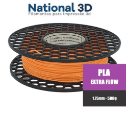 Filamento PLA Extra Flow - Laranja - National 3D - 1.75mm - 500g