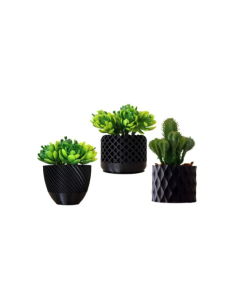 Trio Vasos Cachepot Amarelo Preto - Impressão 3D