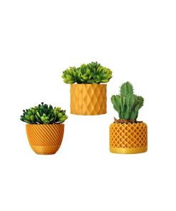 Trio Vasos Cachepot Amarelo Ouro - Impressão 3D