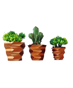 Trio Vasos Geométricos Cobre - Impressão 3D