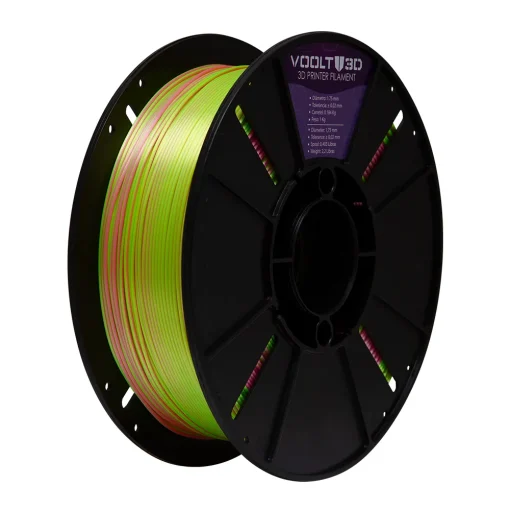 Filamento – PLA VSILK – Duo Color Rosa Chiclete e Verde Neon  – Voolt 3D – 1kg - Imagem 3