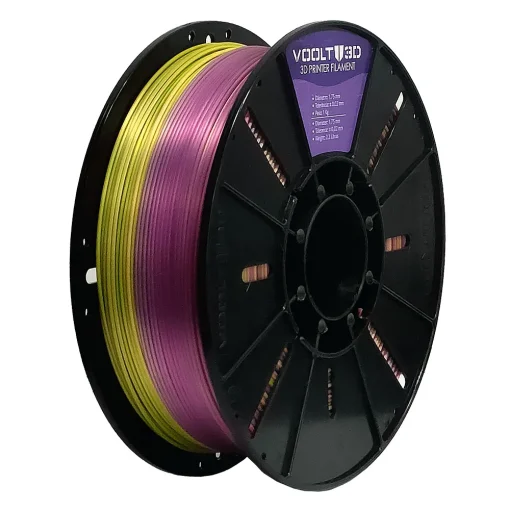 Filamento – PLA VSILK – Rainbow - Rosa Chiclete / Verde Limão / Vermelho Marsala – Voolt 3D – 1kg - Imagem 3