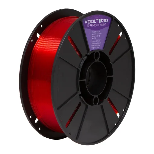 Filamento PLA –  Vermelho Romã Translúcido – Voolt 3D – 1.75mm – 1kg - Imagem 2