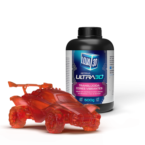 Resina Ultra Translúcida – Cores Vibrantes – Vermelho Escarlate – 500g – Loja 3D - Imagem 2