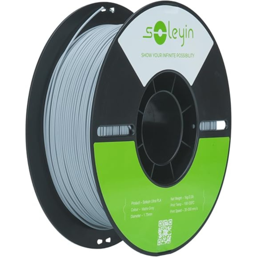 Filamento - Ultra Pla - Cinza Matte - Soleyin - 1.75mm - 1Kg