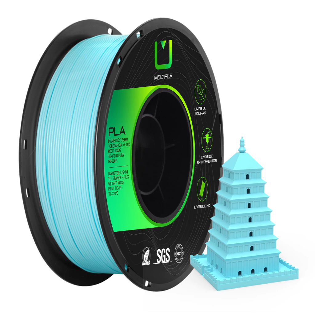 Filamento – PLA – Azul Claro – Multfila – 1kg